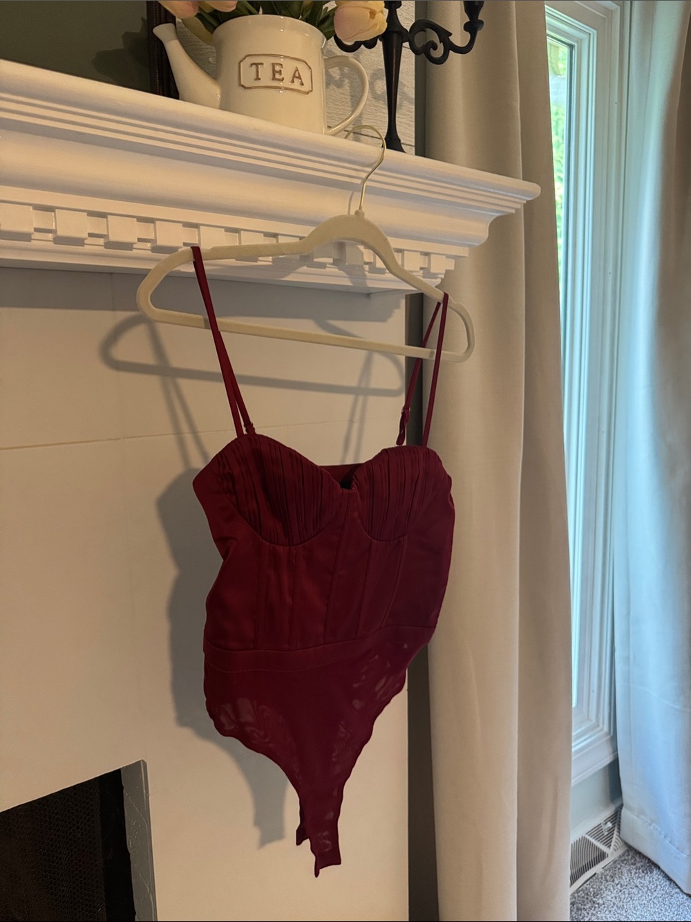 Lulu's Burgundy Bustier Bodysuit